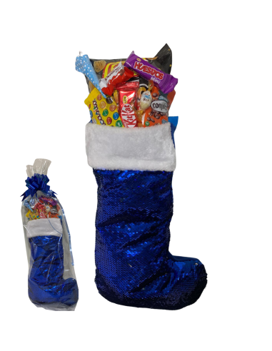 BOTA NAVIDAD LENTEJUELAS AZUL