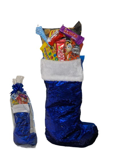 BOTA NAVIDAD LENTEJUELAS AZUL