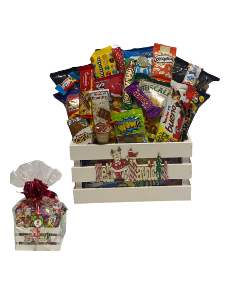 CAJA LISTÓN MADERA BLANCA FELIZ NAVIDAD