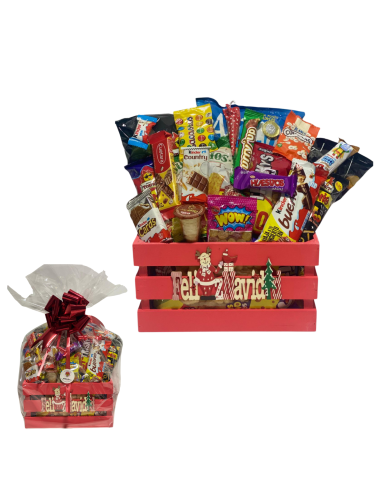 CAJA LISTÓN MADERA ROJA FELIZ NAVIDAD