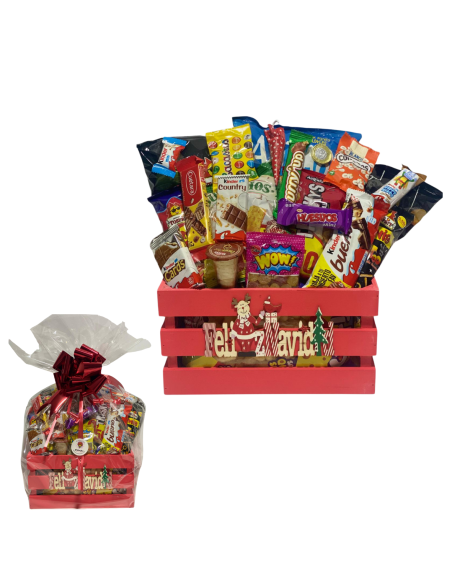 CAJA LISTÓN MADERA ROJA FELIZ NAVIDAD