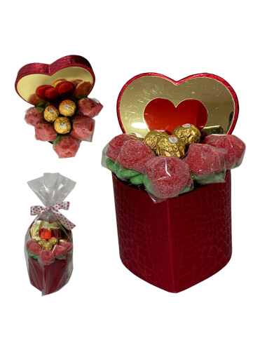 CAJA CORAZÓN TAPA ESPEJO DORADO